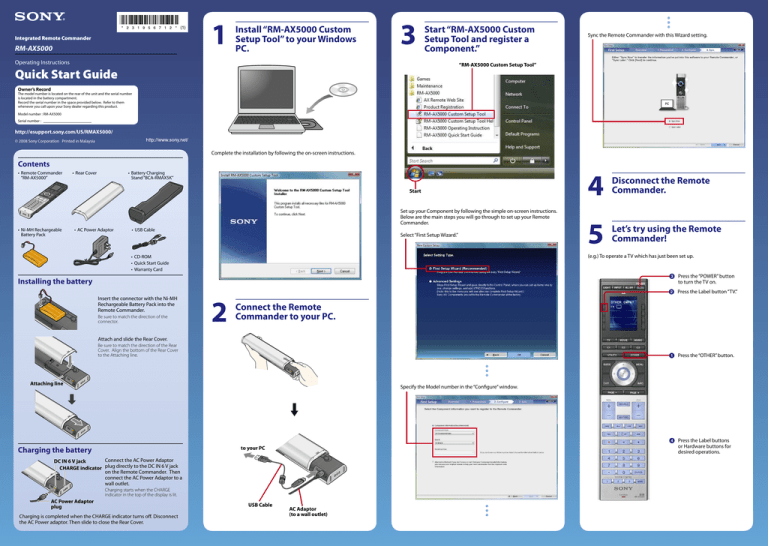 Sony RM-AX5000 User's manual Sony RM-AX5000 User's manual