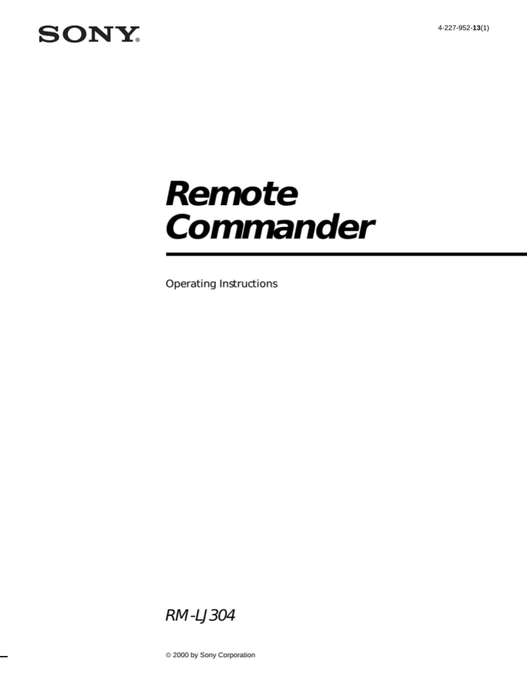 Sony RM-LJ304 User manual Sony RM-LJ304 User manual