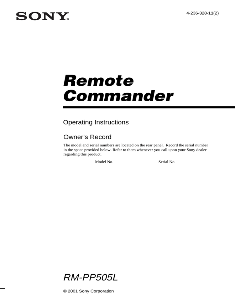 Sony RM-PP505L User manual Sony RM-PP505L User manual