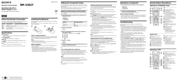 Sony RM-V201T User's manual Sony RM-V201T User's manual