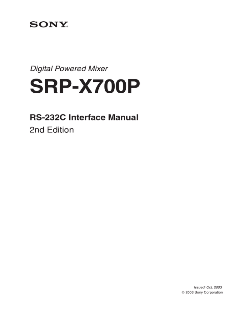 Sony RS-232C User's manual Sony RS-232C User's manual