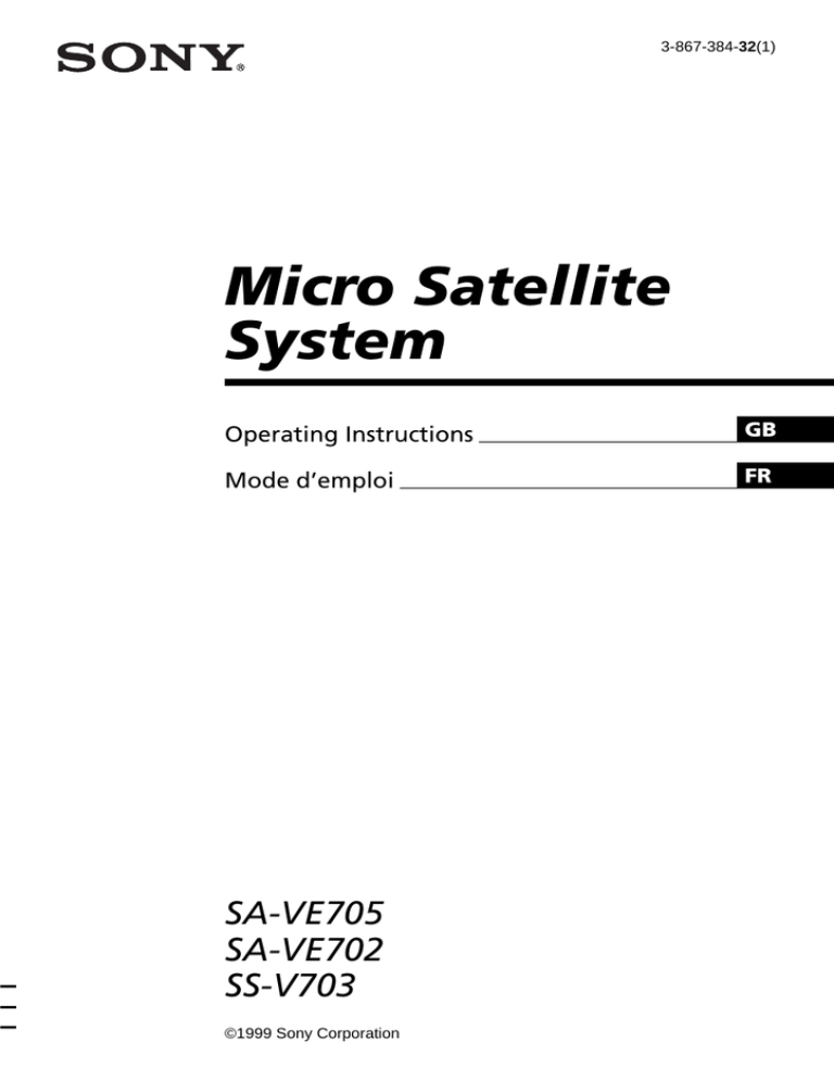 Sony SS-V703, SA-VE702, SA-VE705 User manual Sony SS-V703, SA-VE702, SA-VE705 User manual