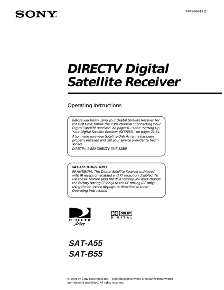 Sony SAT-A55 User manual Sony SAT-A55 User manual