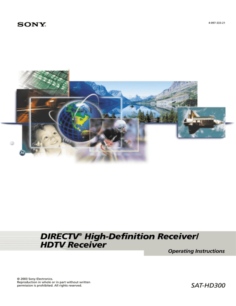 Sony SAT-HD300 User manual Sony SAT-HD300 User manual