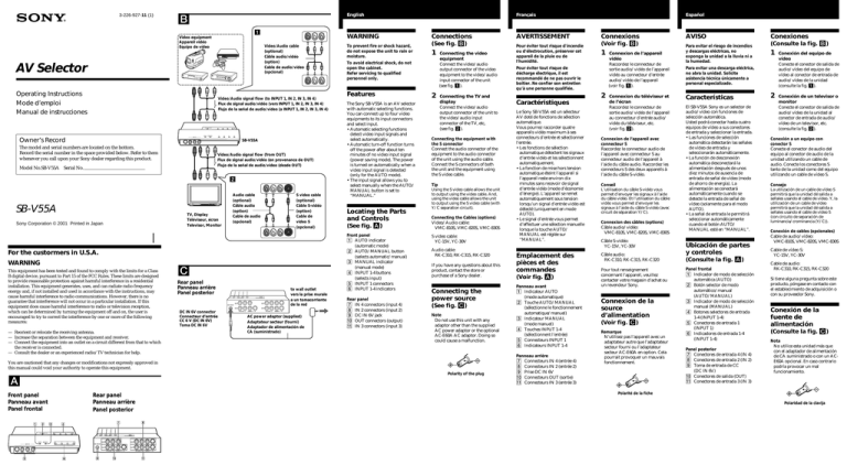 Sony SB-V55A User's manual Sony SB-V55A User's manual