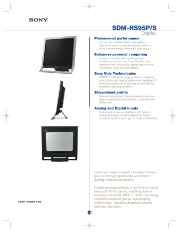 Sony SDM-HS95PS Specification Sony SDM-HS95PS Specification