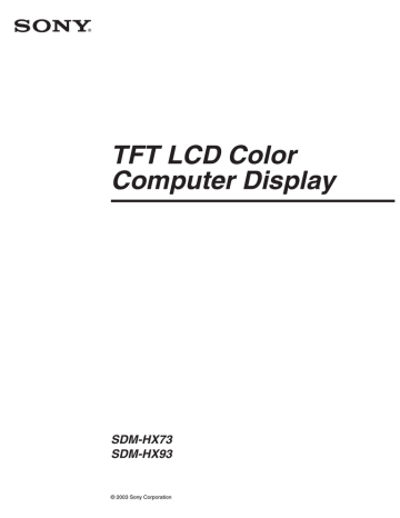 Sony SDM-HX73/B Operating instructions Sony SDM-HX73/B Operating instructions