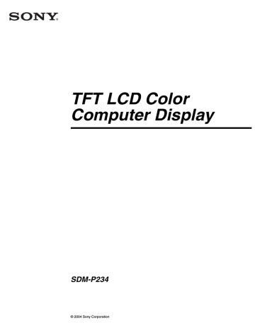 Sony SDM-P234/B Operating instructions Sony SDM-P234/B Operating instructions