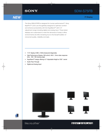 Sony SDM-S75FB Specification Sony SDM-S75FB Specification