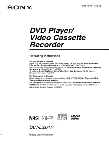 Sony SLV-D261P Operating instructions | Manualzz Sony SLV-D261P Operating instructions | Manualzz