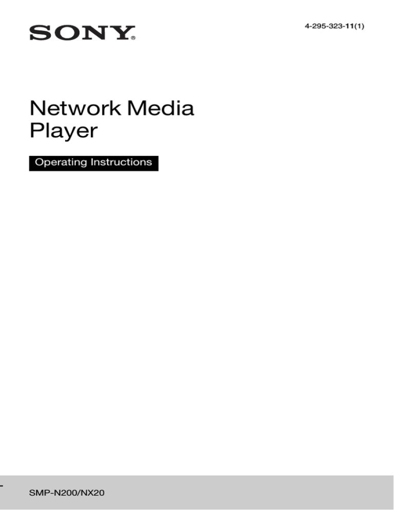Sony SMP-NX20 User's manual Sony SMP-NX20 User's manual