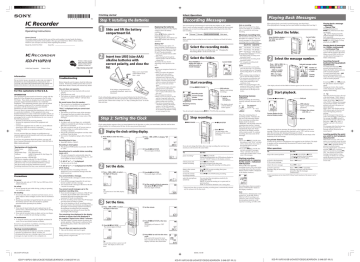Sony ICD-P210 Operating instructions | Manualzz Sony ICD-P210 Operating instructions | Manualzz
