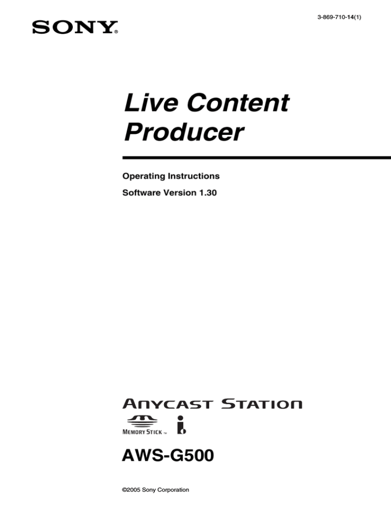 Sony aws-g500 User manual Sony aws-g500 User manual