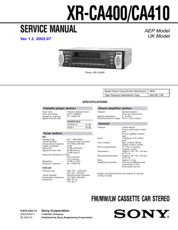 Sony CA410 Service manual | Manualzz