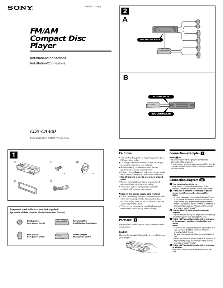 Sony CDX-CA400 User's manual Sony CDX-CA400 User's manual