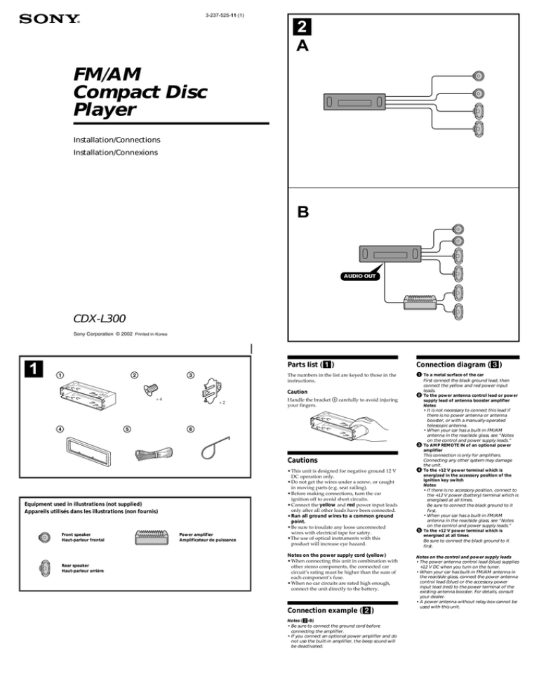 Sony CDX-L300 User's manual Sony CDX-L300 User's manual
