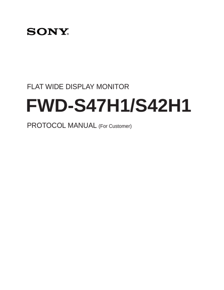 Sony FWD-S47H1 User manual Sony FWD-S47H1 User manual