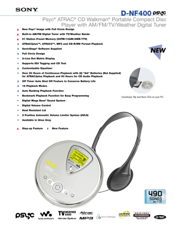 Sony D-NF400 User's Manual | Manualzz