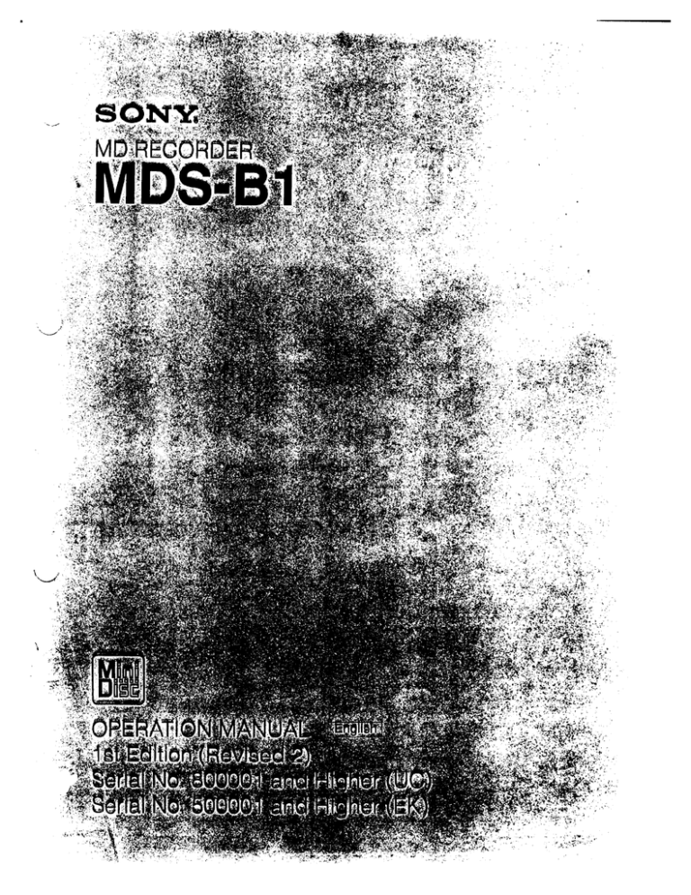 Sony MDS-B1 User's manual Sony MDS-B1 User's manual