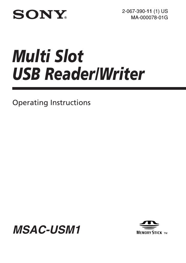 Sony MSAC-USM1 User's manual Sony MSAC-USM1 User's manual