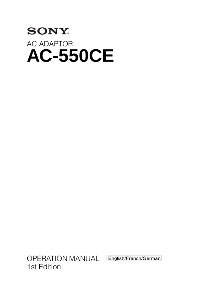 Sony AC-550CE User's manual Sony AC-550CE User's manual