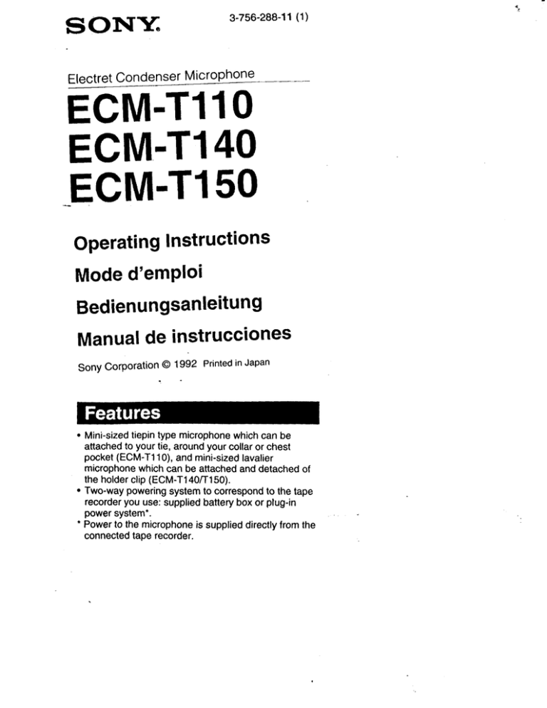 Sony MT15029 User's manual Sony MT15029 User's manual