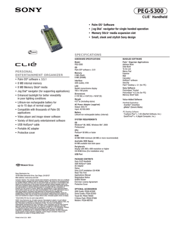 Sony PEG-S300 User's manual Sony PEG-S300 User's manual