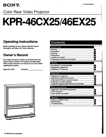 Sony Projector sony User's manual Sony Projector sony User's manual