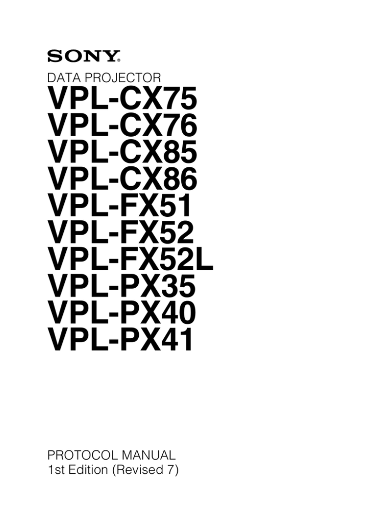 Sony Projector VPL-CX76 User's manual Sony Projector VPL-CX76 User's manual