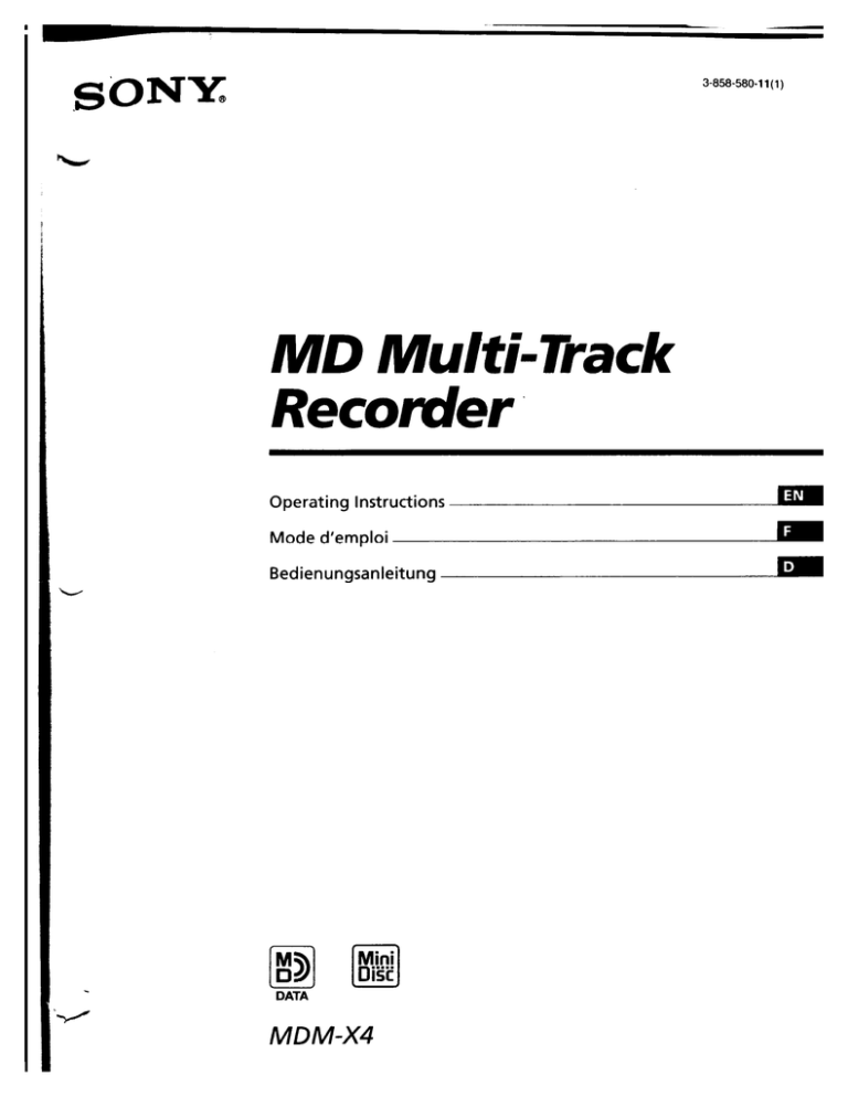 Sony MDM-X4 User manual Sony MDM-X4 User manual