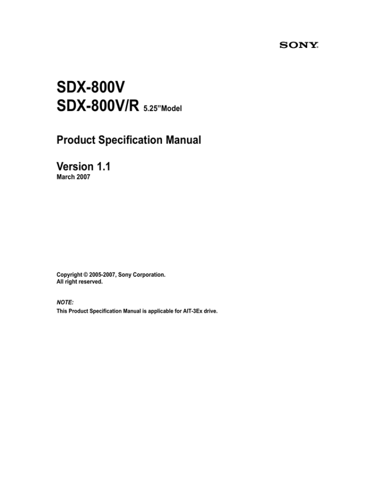 Sony SDX-800V/R User manual Sony SDX-800V/R User manual