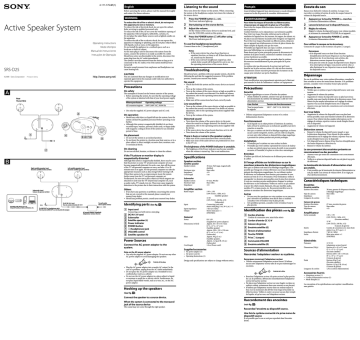 Sony SRS-D25 User's manual Sony SRS-D25 User's manual