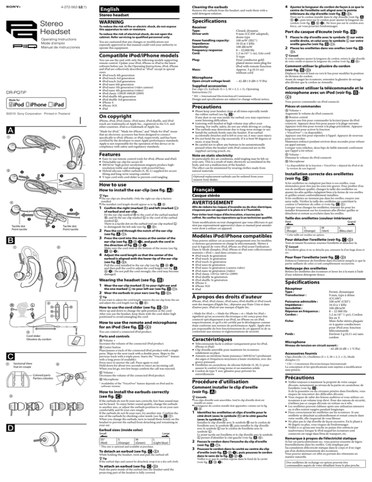 Sony DR-PQ7iP/RED User's manual Sony DR-PQ7iP/RED User's manual