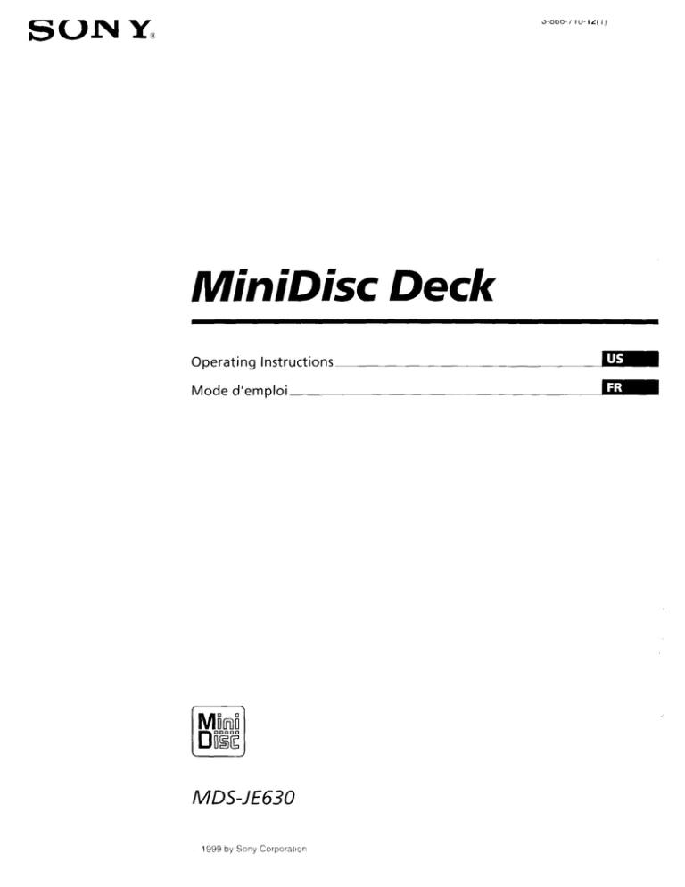 Sony MDS-JE630 User's manual Sony MDS-JE630 User's manual
