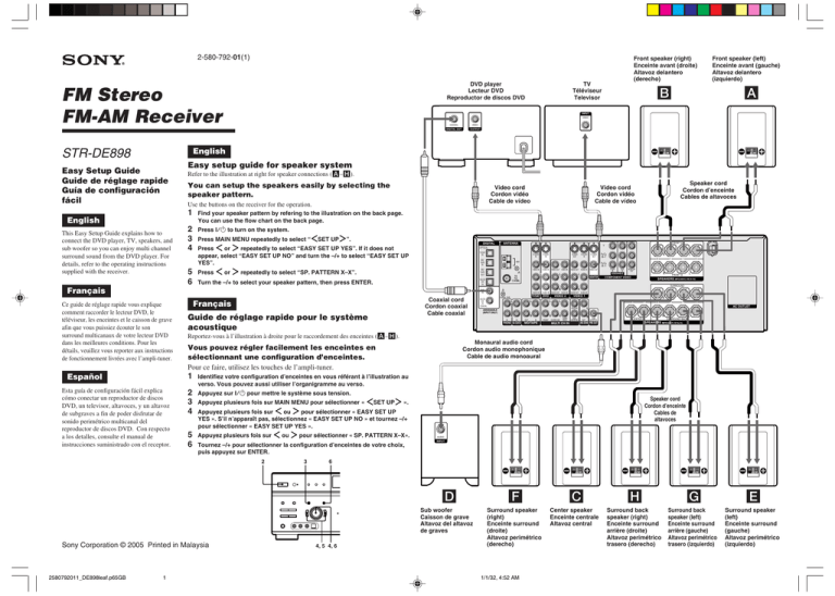 Sony STR-DE898 User's manual Sony STR-DE898 User's manual