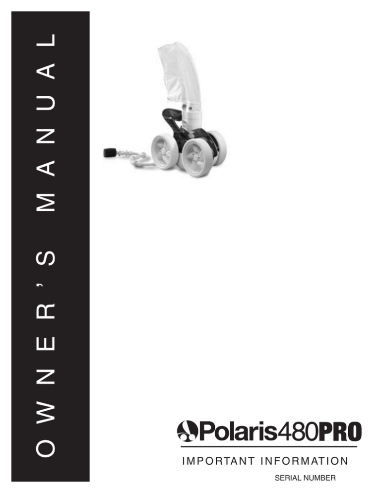 Sony Swimming Pool Vacuum 480 User's manual Sony Swimming Pool Vacuum 480 User's manual