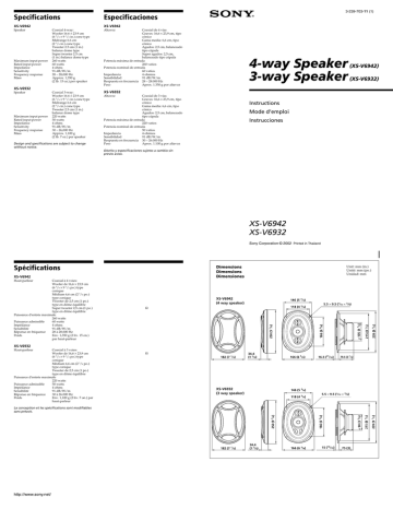 Sony XS-V6932 User's manual Sony XS-V6932 User's manual