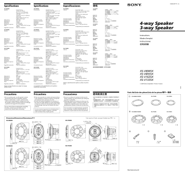 Sony XS-V1335X, XS-V1635X, XS-V6945X, XS-V6935X Owner's manual Sony XS-V1335X, XS-V1635X, XS-V6945X, XS-V6935X Owner's manual