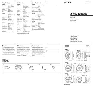 Sony XS-W1320, XS-W6920, XS-W1620 User's manual Sony XS-W1320, XS-W6920, XS-W1620 User's manual