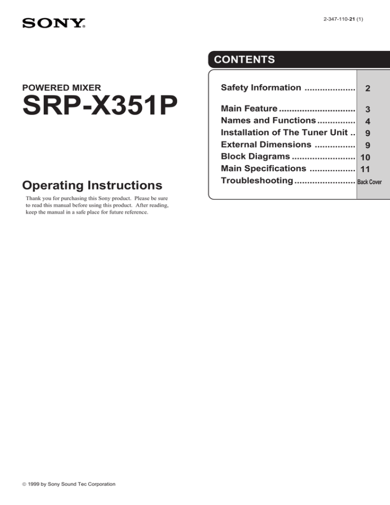 Sony SRP-X351P User's manual Sony SRP-X351P User's manual