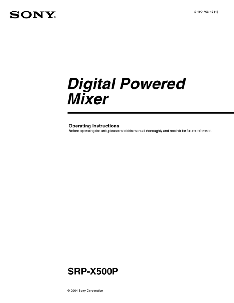 Sony SRP-X500P User's manual Sony SRP-X500P User's manual