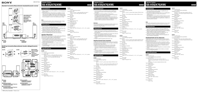 Sony SS-X5S, SS-X7S, SS-X9S User's manual Sony SS-X5S, SS-X7S, SS-X9S User's manual