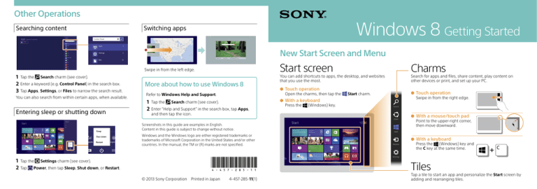 Sony SVD11223CXB Quick start guide Sony SVD11223CXB Quick start guide