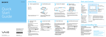 Sony SVE14112FXB Quick start guide Sony SVE14112FXB Quick start guide