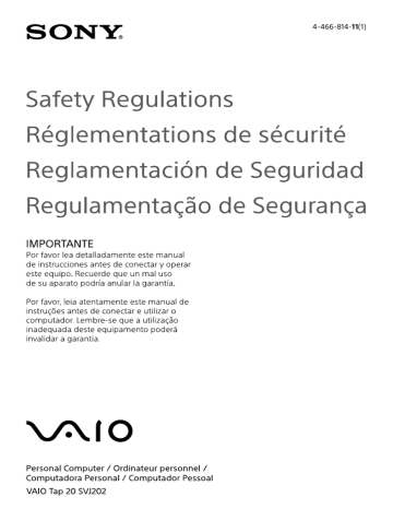 Sony SVJ20235CXB User manual Sony SVJ20235CXB User manual