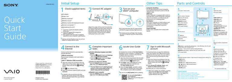 Sony SVL24145CXB Quick start guide Sony SVL24145CXB Quick start guide