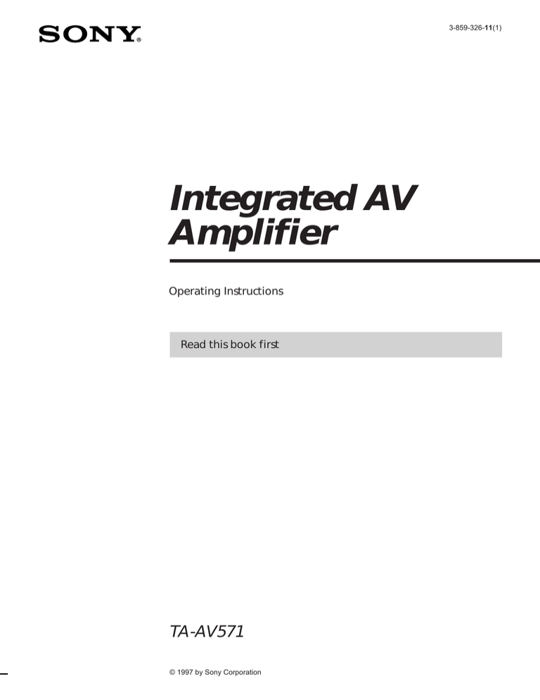 Sony TA-AV571 User's manual Sony TA-AV571 User's manual