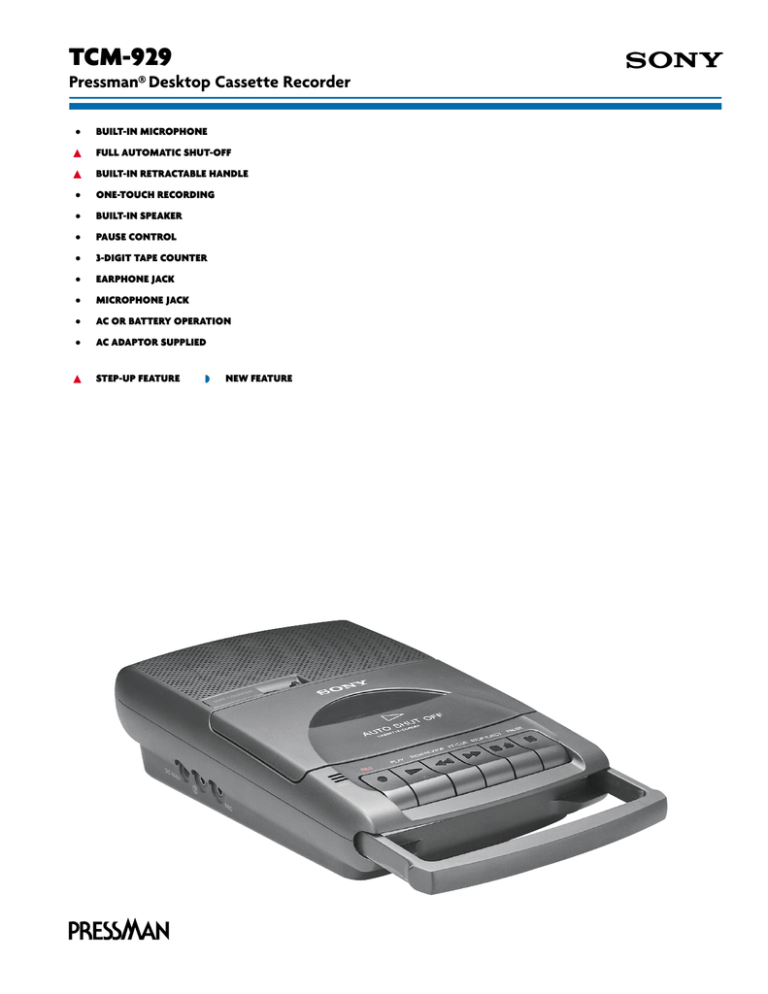 Sony TCM-929 User's manual Sony TCM-929 User's manual