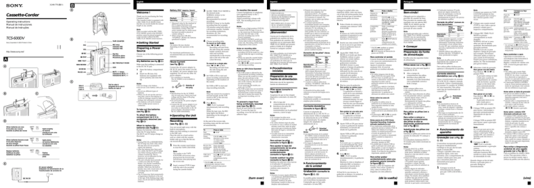 Sony TCS-600DV, TCS 600DV Owner's manual Sony TCS-600DV, TCS 600DV Owner's manual