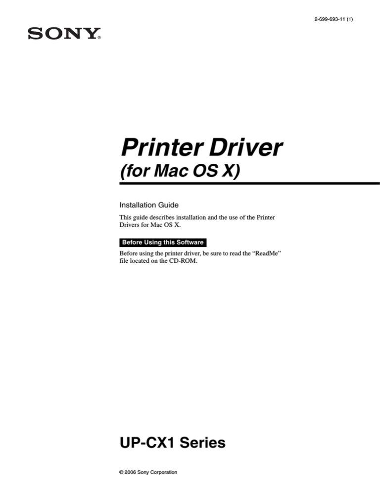 Sony UP-CX1 User's manual Sony UP-CX1 User's manual